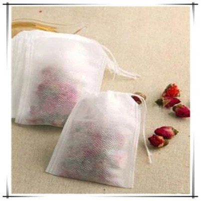 Kosong kantong teh infuser Filter Paper ramuan longgar kantong teh celup tunggal serut kantong teh