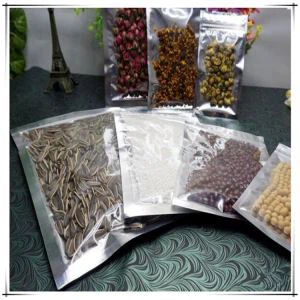 Tembus Aluminium foil Zip Lock Bags - Silver Metallic aluminium Mylar dan kantong plastik yang dapat ditutup kembali bersih Tahan kaca depan ritsleting