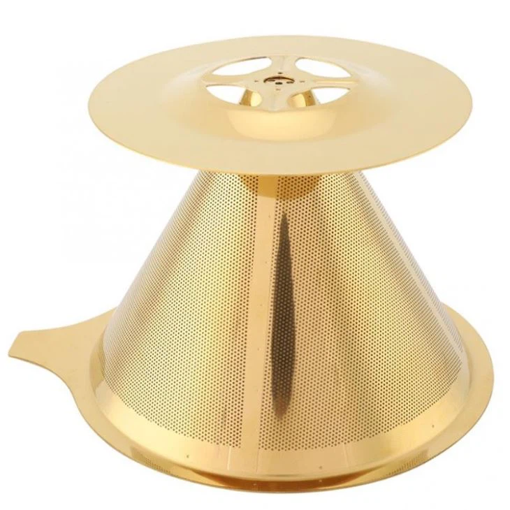 Gold Stainless Steel Coffee Filter Holder Metal Mesh Funnel Baskets Coffee Dripper Filter